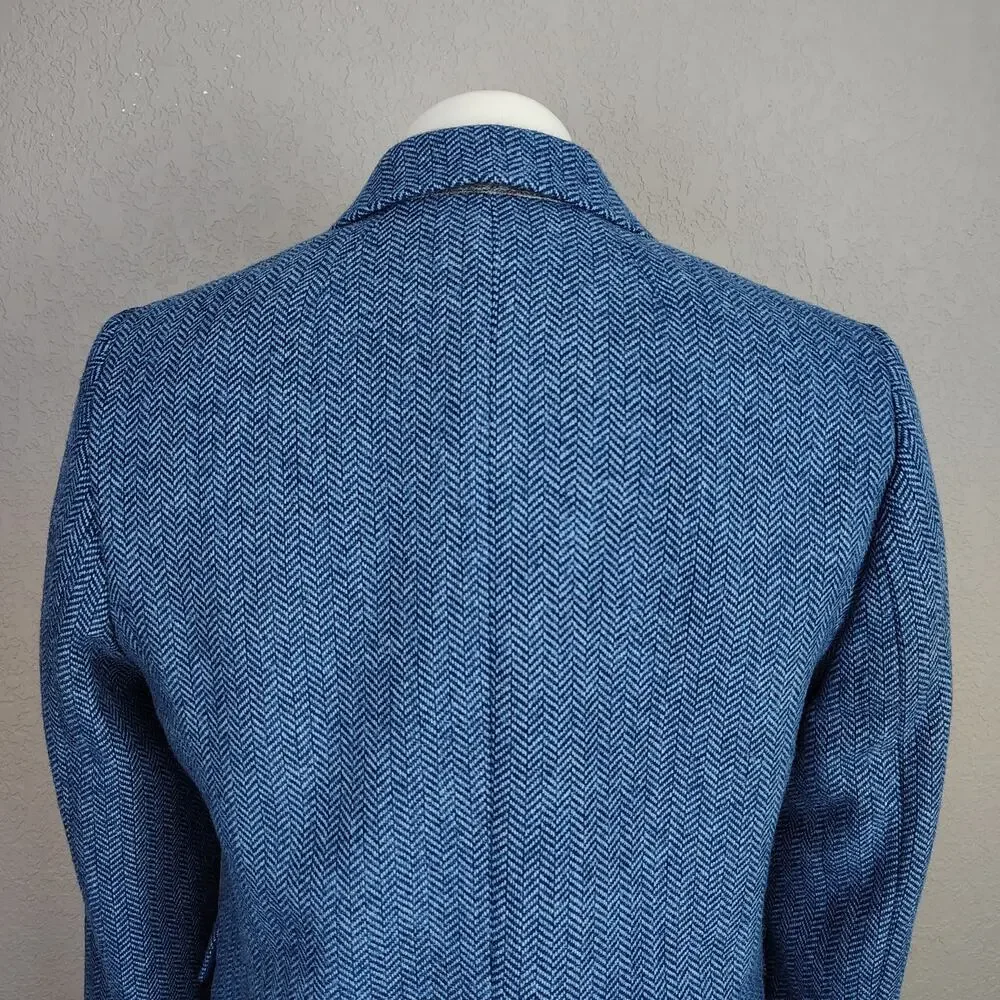 J.Crew Factory Herringbone Wool-blend Schoolboy Blue Blazer Size 10 - Picture 11 of 14